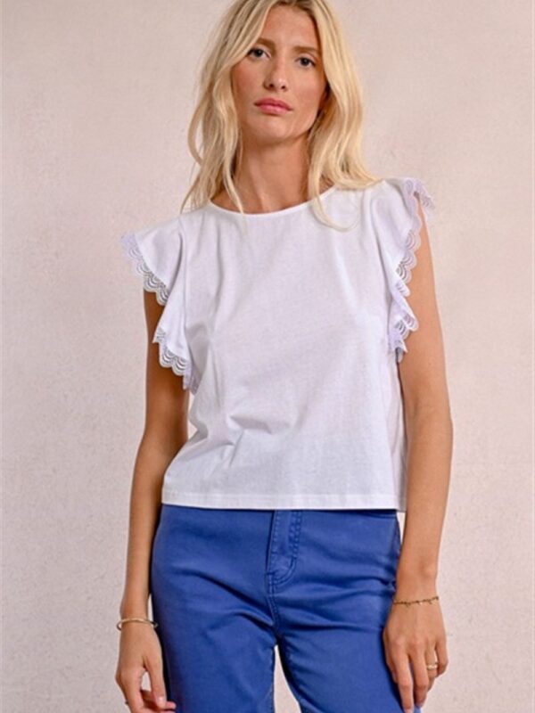 <p>
  T-shirt con passamaneria sulle maniche a volant
</p>Molly Bracken