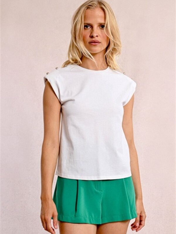 <p>
  T-shirt con spalline e bottoni oro bianca
</p>Molly Bracken