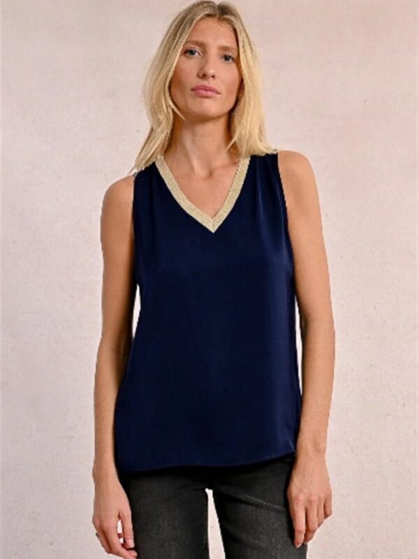 <p>
  Top con profilo in lurex lungo lo scollo a v
</p>Molly Bracken