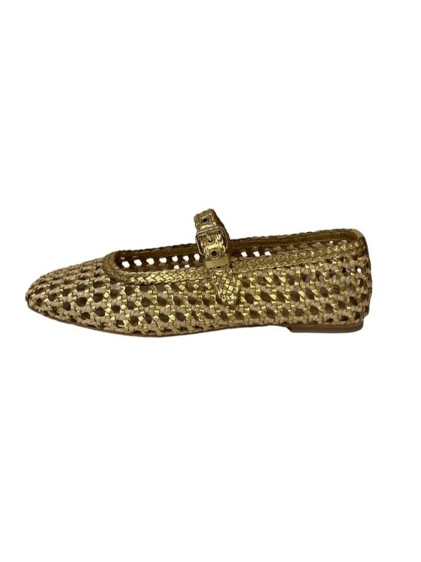 <p>
  Ballerina a punta quadra traforata gold goat
</p>Inuovo