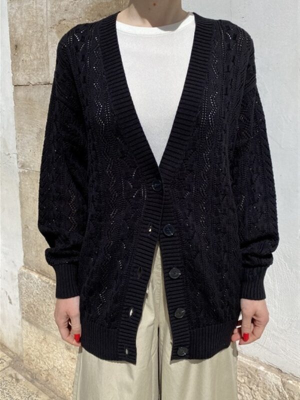 <p>
  Cardigan ampio a trama traforata nero
</p>Sun 68