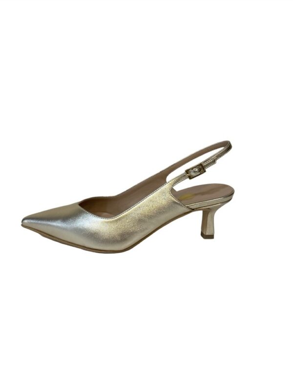 <p>
  Chanel platino con scollatura a punta e tacco 5 cm
</p>Andrea Pinto