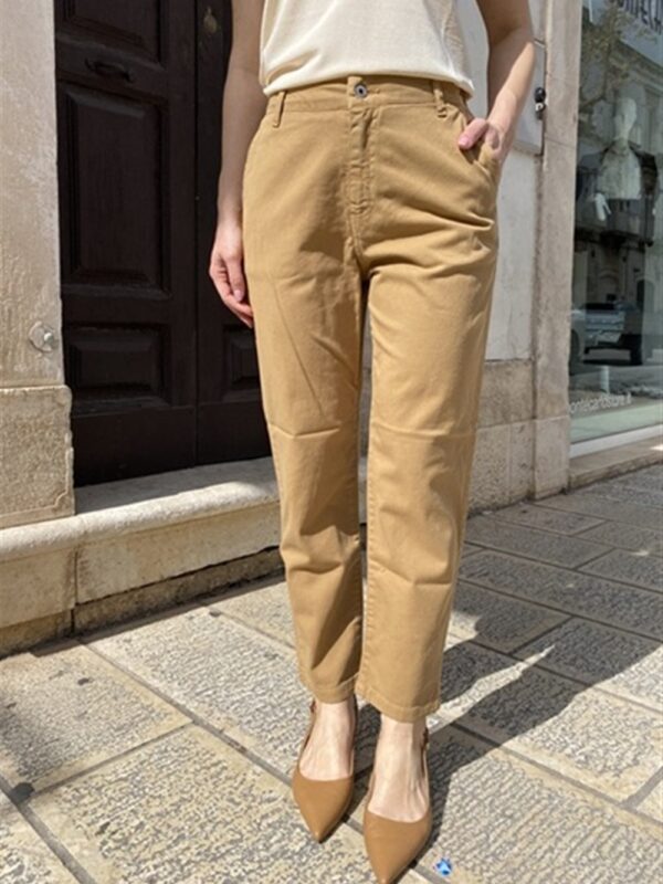 <p>
  Pantalone modello carrot fit con elastico sul retro vita tabacco
</p>Dixie