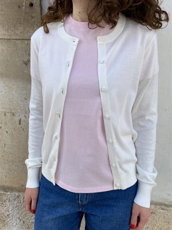 <p>
  Cardigan basic paricollo bianco
</p>Sun 68