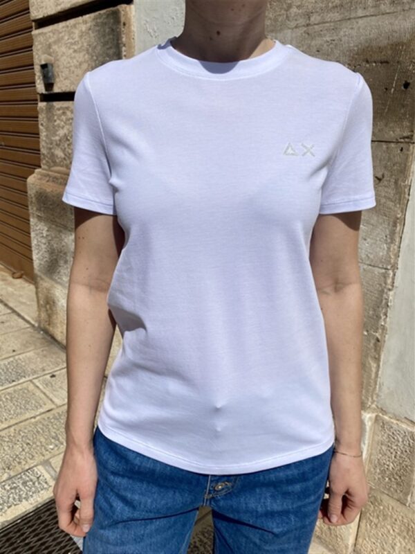 <p>
  T-shirt con logo di strass bianca
</p>Sun 68
