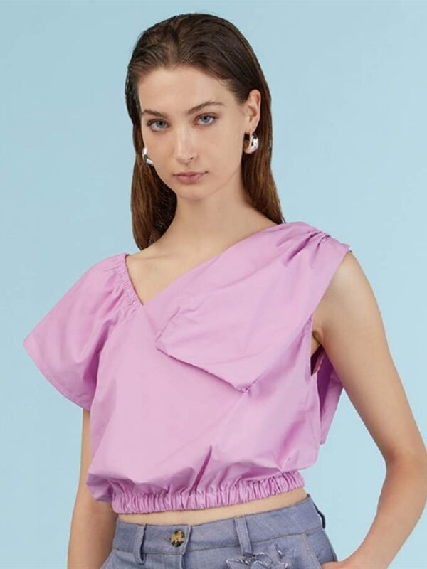<p>
  Top in popeline con fiocco rosa lavanda
</p>Mariuccia Milano