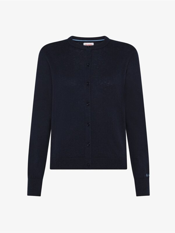 <p>
  Cardigan girocollo in lana e cotone NAVY BLUE
</p>Sun 68