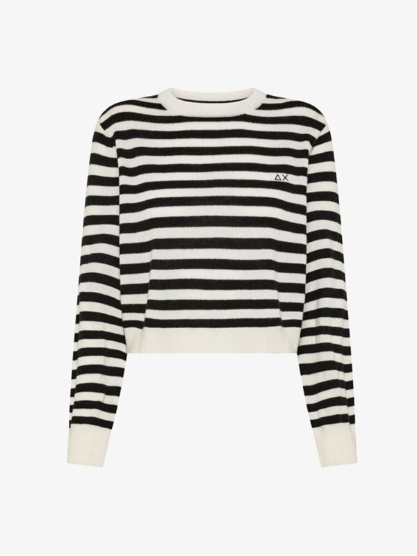 <p>
  Maglioncino a righe in lana e cashmere BIANCO PANNA/NERO
</p>

<p>
   
</p>Sun 68