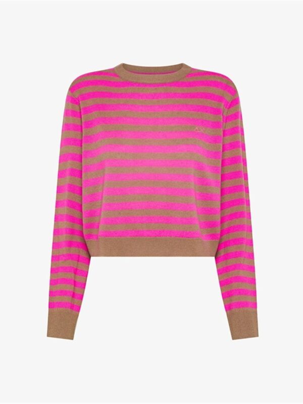 <p>
  Maglioncino a righe in lana e cashmere DESERTO/FUXIA FLUO 
</p>

<p>
   
</p>Sun 68