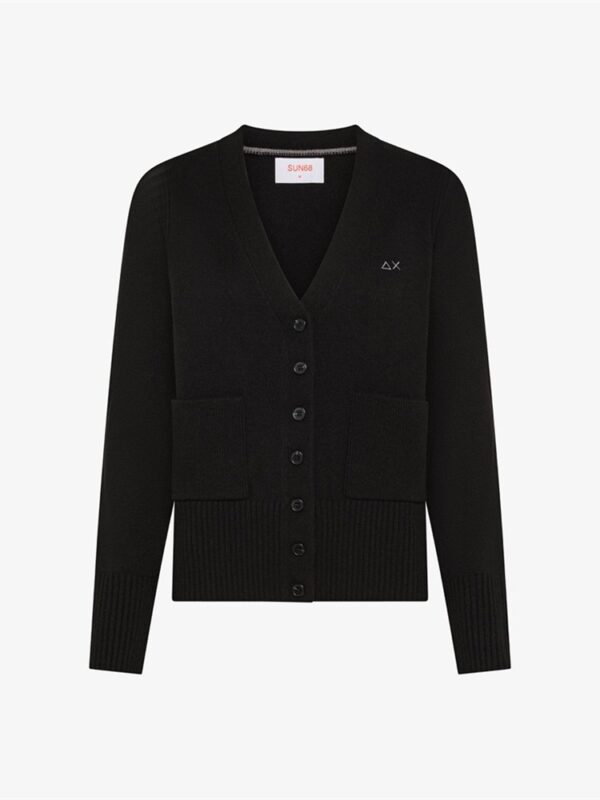 <p>
  Cardigan in filato di lana e cashmere NERO 
</p>Sun 68