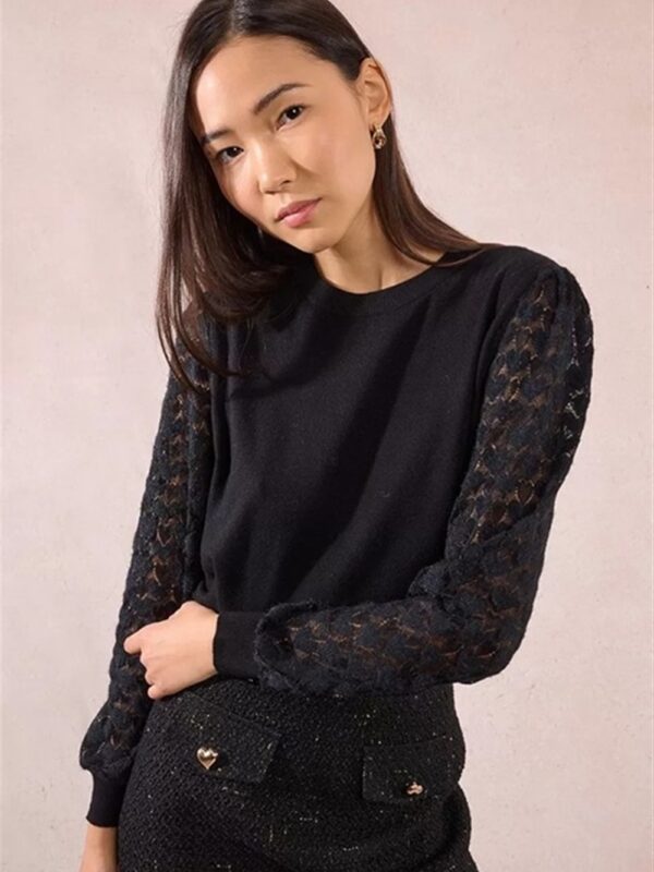 <p>
  Maglioncino con motivo effetto pizzo sulle maniche
</p>Molly Bracken