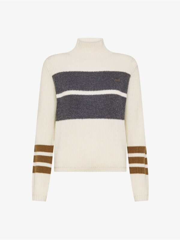 <p>
  Maglioncino dolcevita in lana e alpaca a coste BIANCO PANNA/GRIGIO SCURO
</p>Sun 68