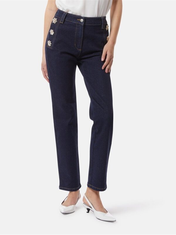 <p>
  Jeans con pietre sulle tasche a filo
</p>Silvian Heach