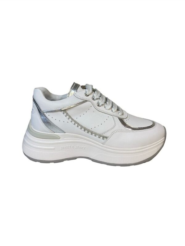 <p>
  Sneakers con fondo di 6 cm WHITE-SILVER 
</p>Janet & Janet