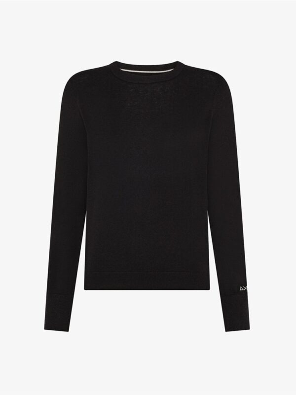 <p>
  Maglioncino girocollo in lana e cotone NERO 
</p>Sun 68