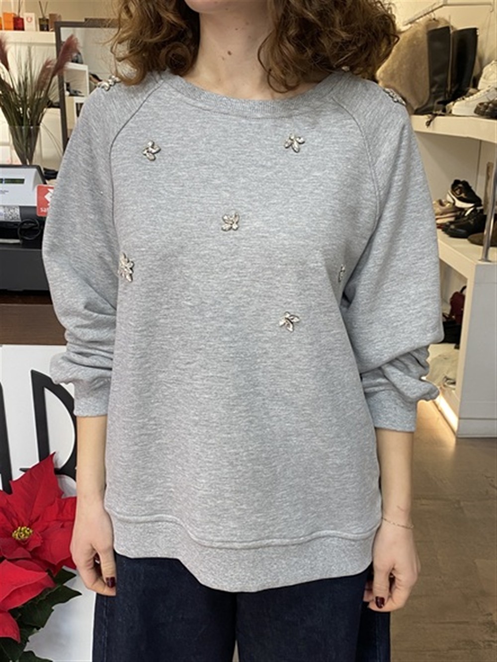 <p>
  Felpa con pietre applicate
</p>H2o