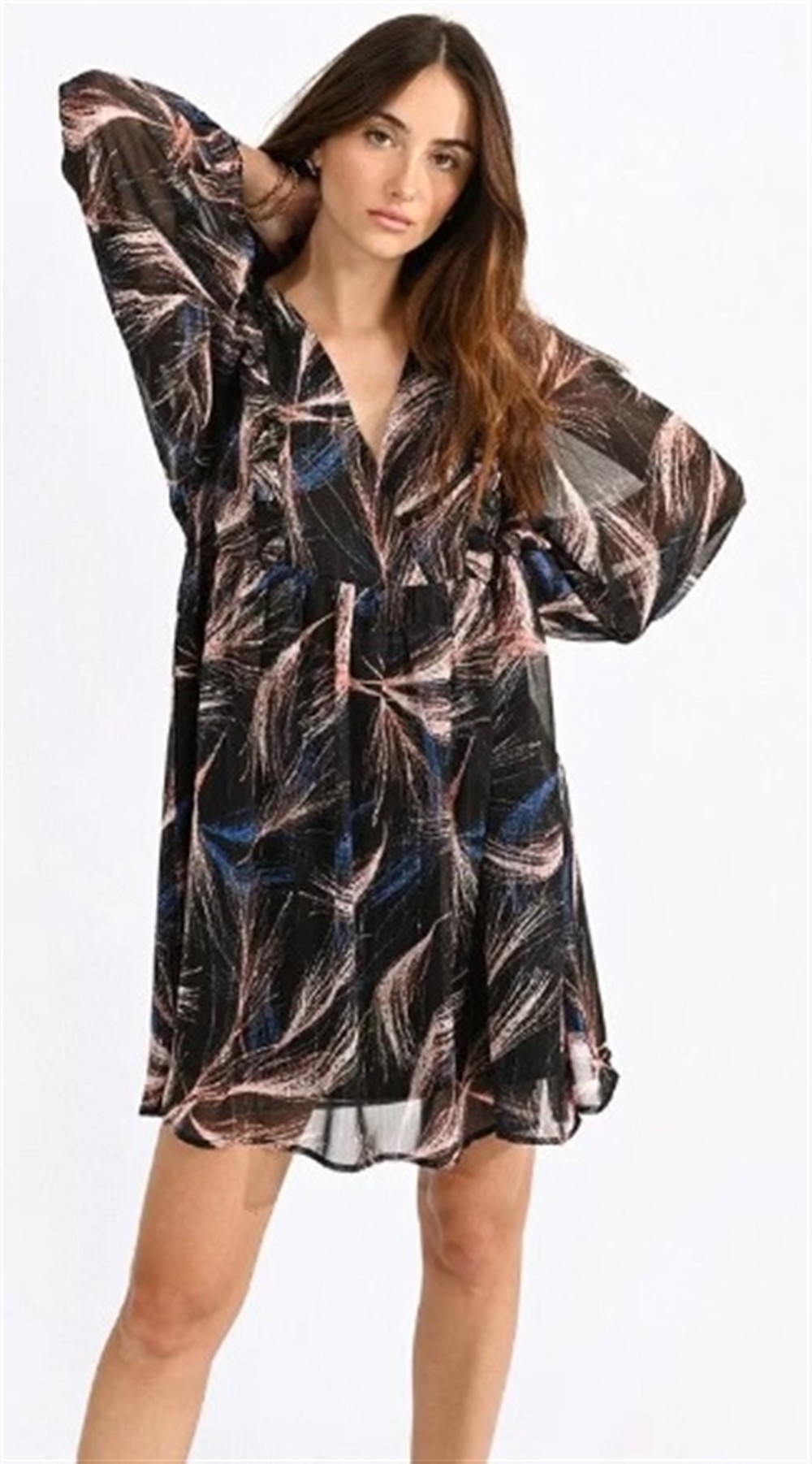 <p>
  Mini abito con scollo a v e maniche a sbuffo
</p>Molly Bracken - immagine 3