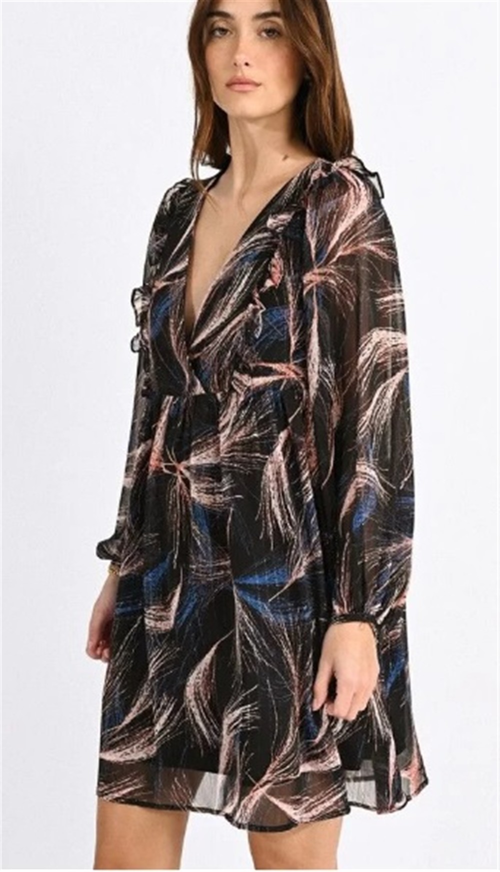 <p>
  Mini abito con scollo a v e maniche a sbuffo
</p>Molly Bracken - immagine 2