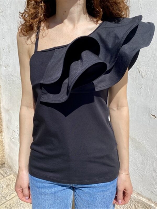 <p>
  Top in cotone con rouches laterale
</p>Silvian Heach