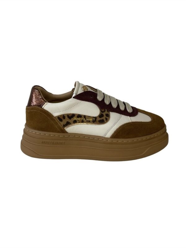 <p>
  Sneakers con zeppa di 5 cm con inserti in pelle e camoscio
</p>Janet & Janet