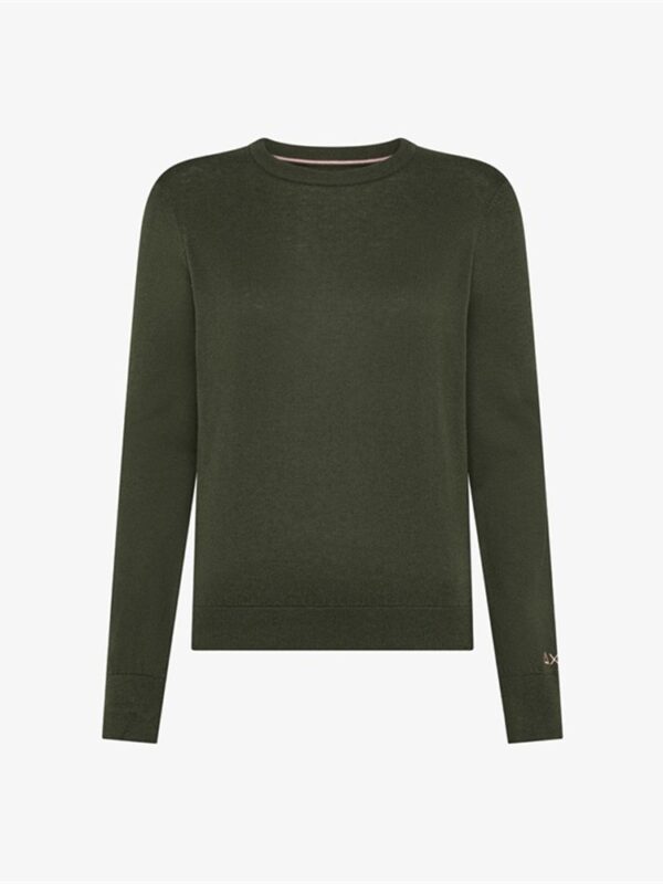 <p>
Maglioncino girocollo in lana e cotone MILITARE SCURO
</p>Sun 68