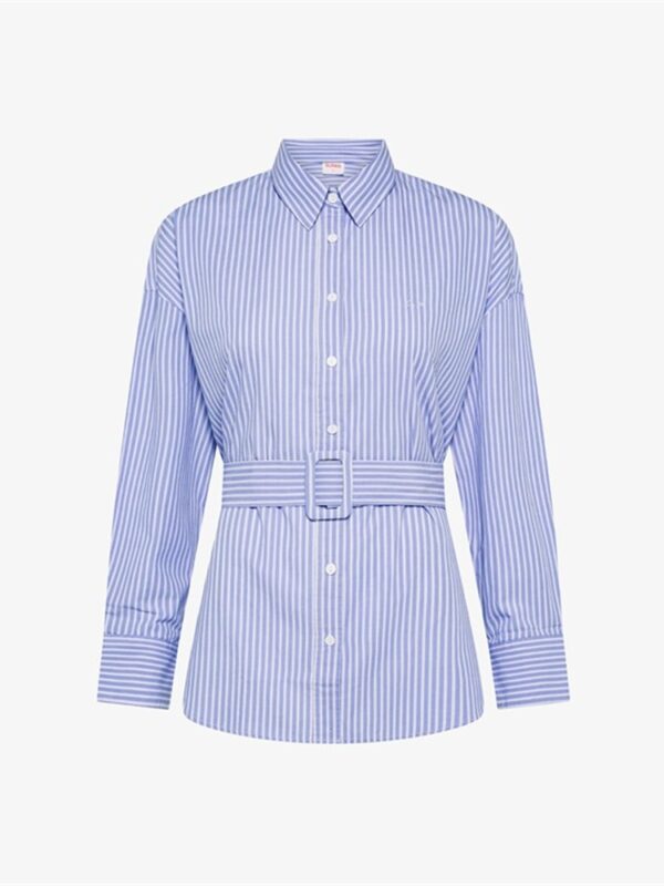 <p>
Camicia stampa righe con cintura
</p>Sun 68