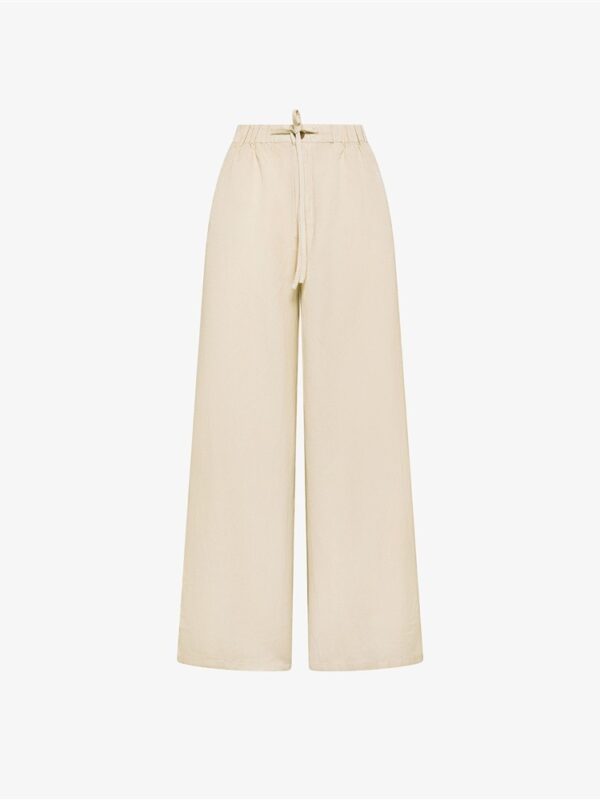 <p>
Pantaloni wide leg in lino beige
</p>Sun 68