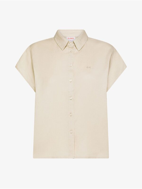 <p>
  Camicia a mezza manica in lino beige
</p>Sun 68