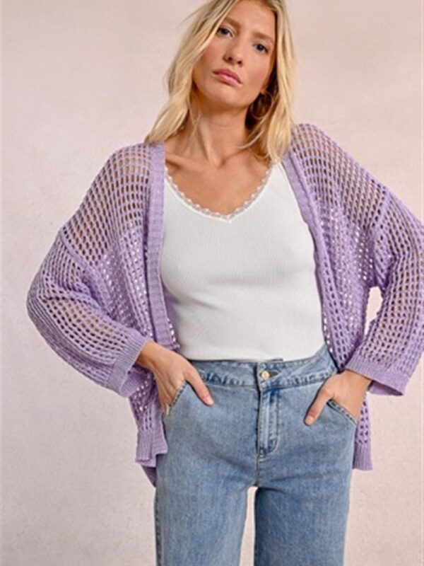 <p>
Cardigan traforato in lurex mauve
</p>Molly Bracken