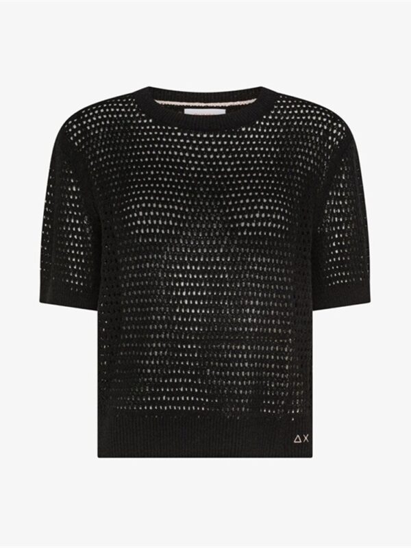 <p>
  T-shirt in maglia traforata nera
</p>Sun 68