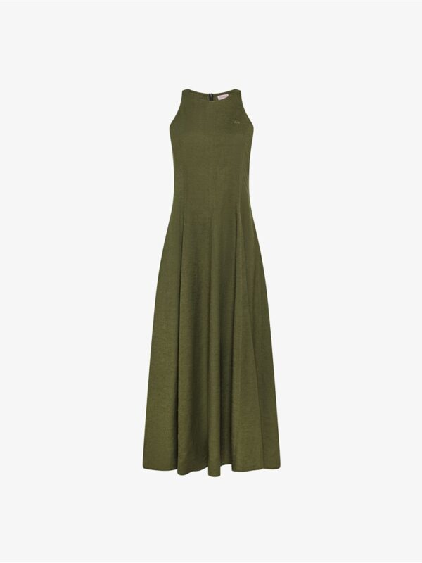<p>
Abito lungo sfiancato in lino con zip posteriore verde scuro
</p>Sun 68