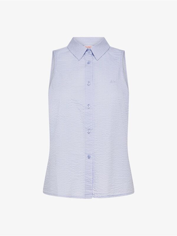 <p>
Camicia smanicata in tessuto tramato lilla
</p>Sun 68
