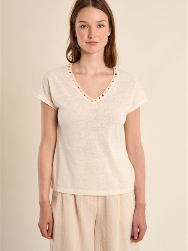 <p>
T-shirt con scollo a v e applicazioni offwhite
</p>
<p>
</p>Molly Bracken