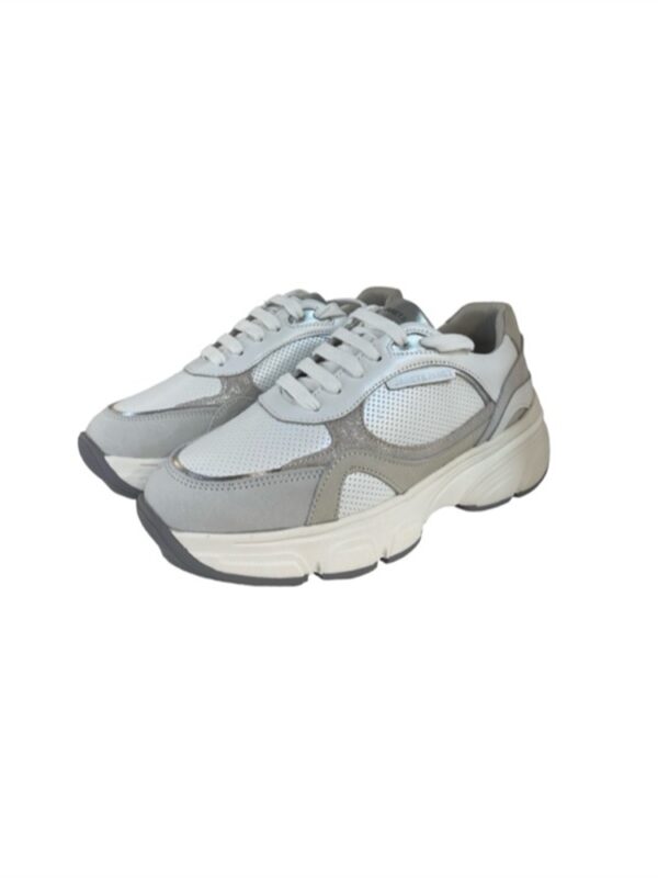 <p>
Sneakers in pelle traforata e dettagli lurex
</p>Janet & Janet