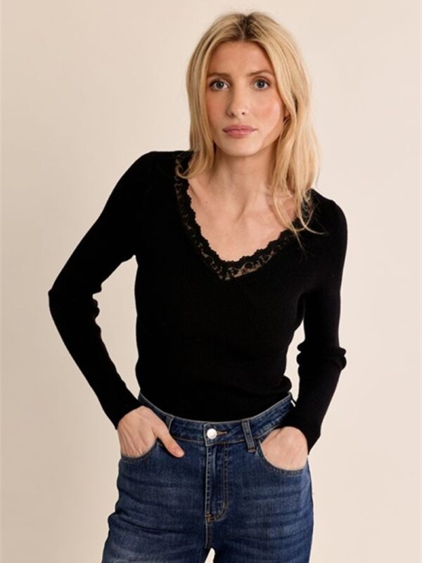 <p>
BLACK - Maglioncino a costine scollo a v e pizzo
</p>Molly Bracken